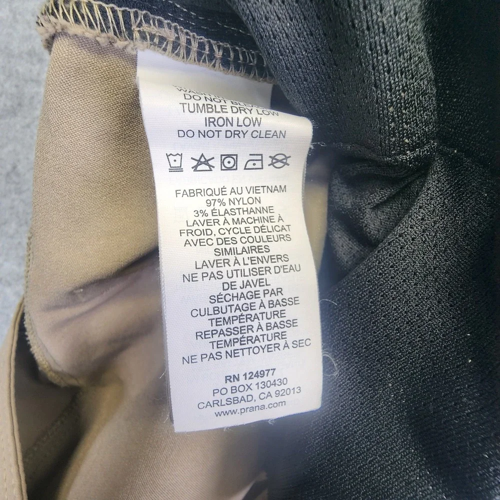 Prana Brion Pant 38x30 Slim Fit Beige Stretch Lightweight Hiking Nylon‎ Outdoor